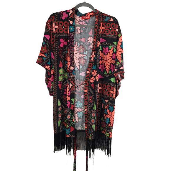 Natori Other - Josie Natori Fringed Floral Kimono Robe Size XS